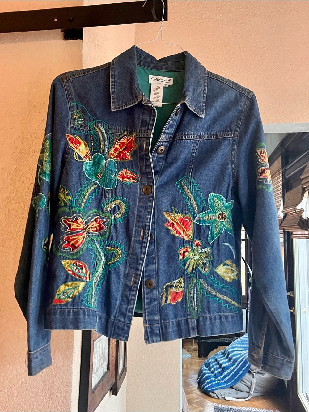 Coldwater Creek Teal Jacket with Multicolor Accents